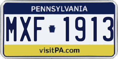 PA license plate MXF1913