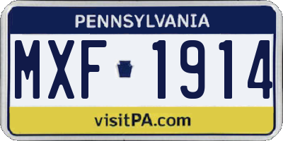 PA license plate MXF1914