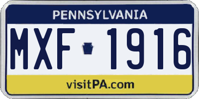 PA license plate MXF1916