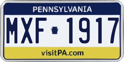 PA license plate MXF1917