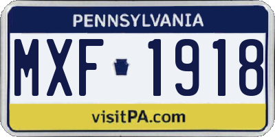 PA license plate MXF1918