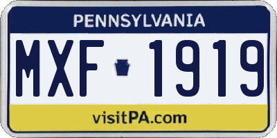 PA license plate MXF1919