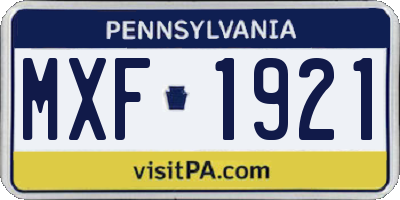 PA license plate MXF1921