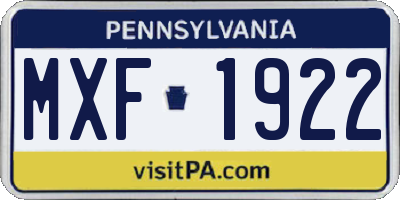 PA license plate MXF1922