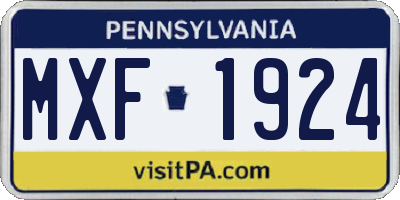 PA license plate MXF1924