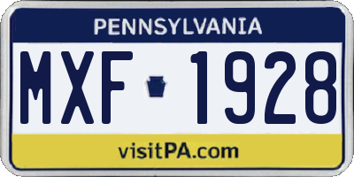 PA license plate MXF1928