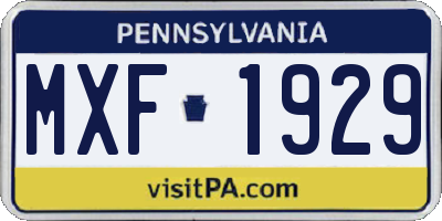 PA license plate MXF1929