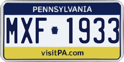 PA license plate MXF1933