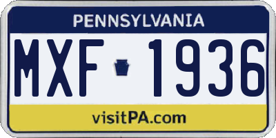 PA license plate MXF1936