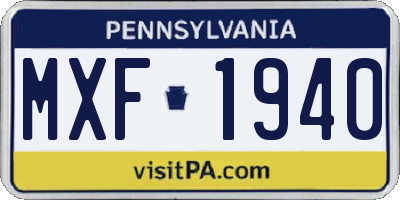 PA license plate MXF1940