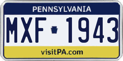 PA license plate MXF1943