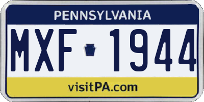PA license plate MXF1944
