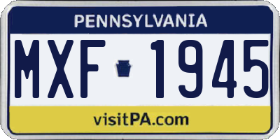 PA license plate MXF1945