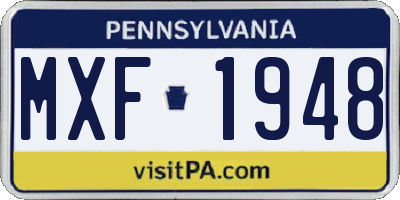 PA license plate MXF1948