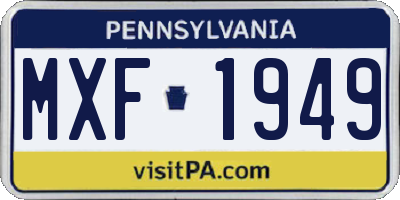 PA license plate MXF1949