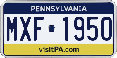 PA license plate MXF1950