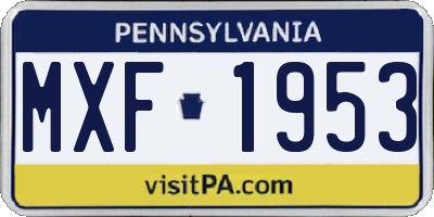 PA license plate MXF1953