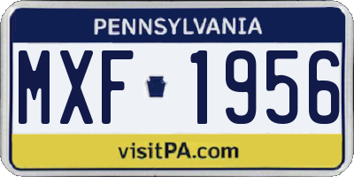 PA license plate MXF1956