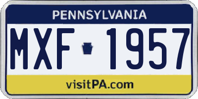 PA license plate MXF1957