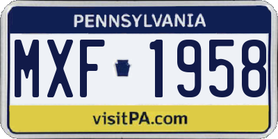 PA license plate MXF1958