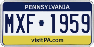 PA license plate MXF1959