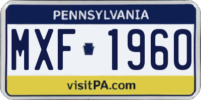 PA license plate MXF1960