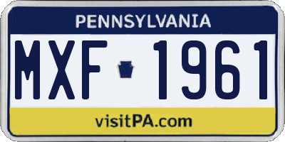 PA license plate MXF1961