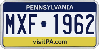PA license plate MXF1962