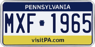 PA license plate MXF1965