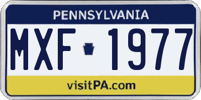 PA license plate MXF1977