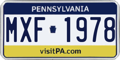 PA license plate MXF1978