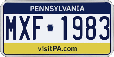 PA license plate MXF1983