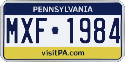 PA license plate MXF1984