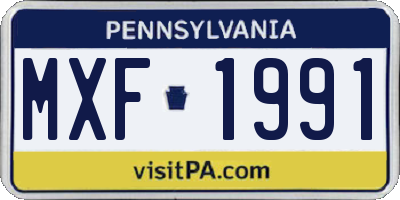 PA license plate MXF1991