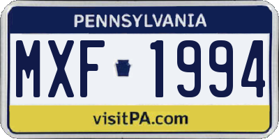 PA license plate MXF1994