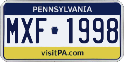 PA license plate MXF1998