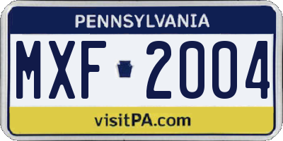 PA license plate MXF2004