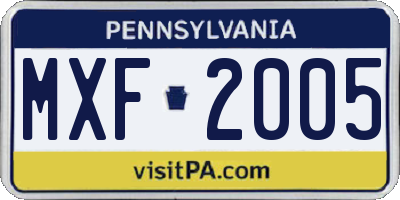 PA license plate MXF2005