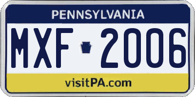 PA license plate MXF2006