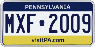 PA license plate MXF2009