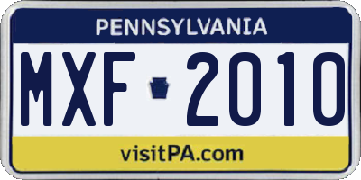 PA license plate MXF2010
