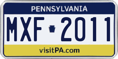 PA license plate MXF2011