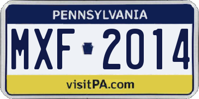 PA license plate MXF2014