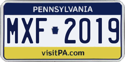 PA license plate MXF2019