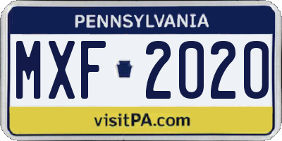 PA license plate MXF2020