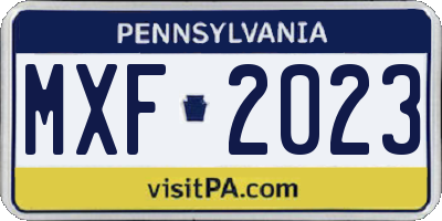 PA license plate MXF2023