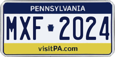 PA license plate MXF2024