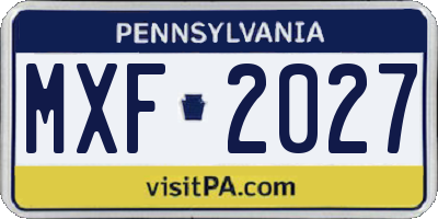 PA license plate MXF2027