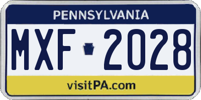 PA license plate MXF2028