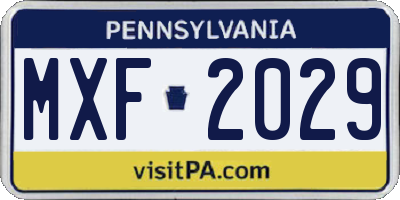 PA license plate MXF2029